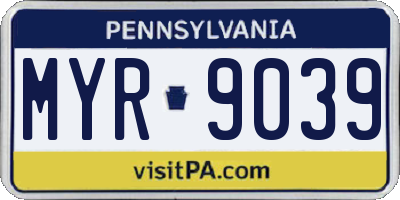 PA license plate MYR9039