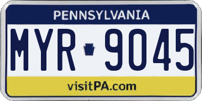 PA license plate MYR9045