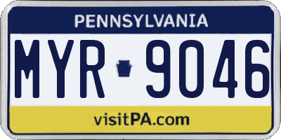 PA license plate MYR9046
