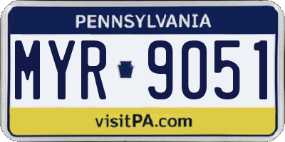 PA license plate MYR9051