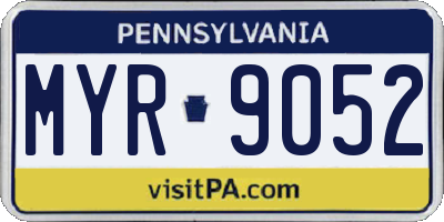 PA license plate MYR9052