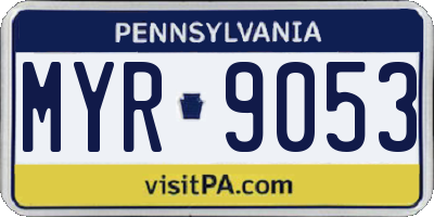 PA license plate MYR9053