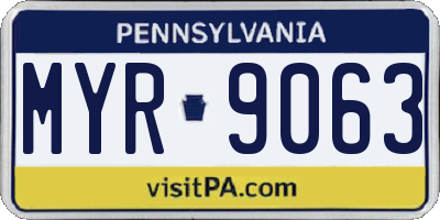 PA license plate MYR9063