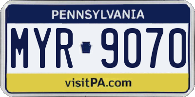 PA license plate MYR9070