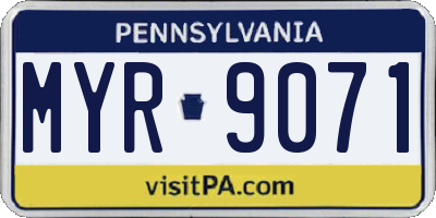 PA license plate MYR9071