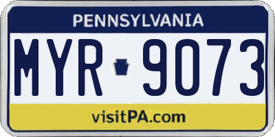 PA license plate MYR9073