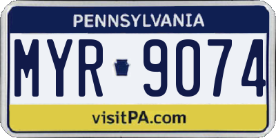 PA license plate MYR9074
