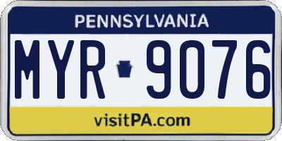 PA license plate MYR9076