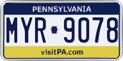 PA license plate MYR9078