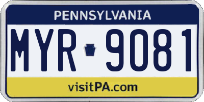 PA license plate MYR9081