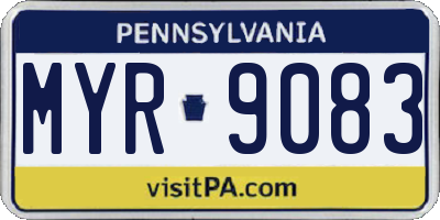 PA license plate MYR9083