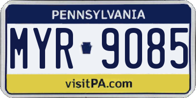 PA license plate MYR9085