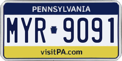 PA license plate MYR9091