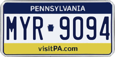 PA license plate MYR9094