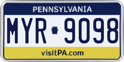 PA license plate MYR9098
