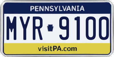 PA license plate MYR9100