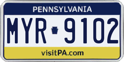 PA license plate MYR9102