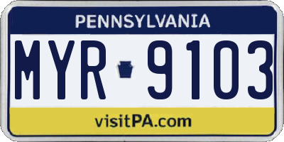 PA license plate MYR9103