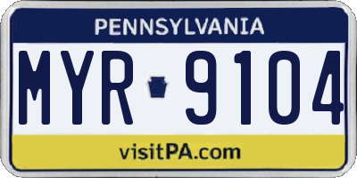PA license plate MYR9104