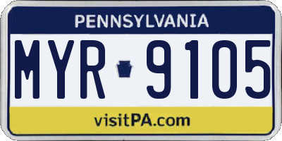 PA license plate MYR9105