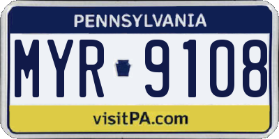 PA license plate MYR9108