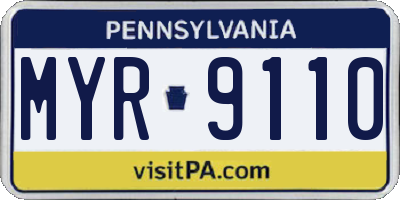 PA license plate MYR9110