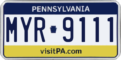 PA license plate MYR9111