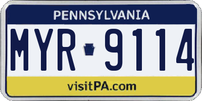 PA license plate MYR9114