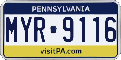 PA license plate MYR9116