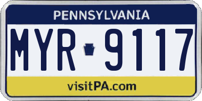 PA license plate MYR9117