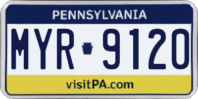 PA license plate MYR9120