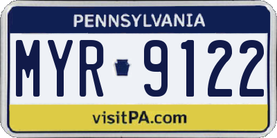 PA license plate MYR9122