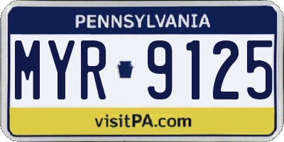 PA license plate MYR9125
