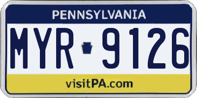 PA license plate MYR9126