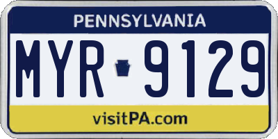 PA license plate MYR9129