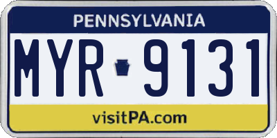 PA license plate MYR9131