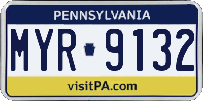 PA license plate MYR9132