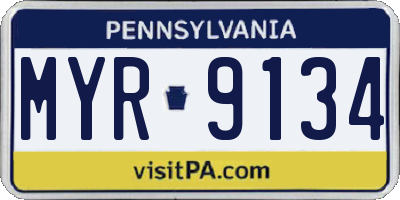PA license plate MYR9134