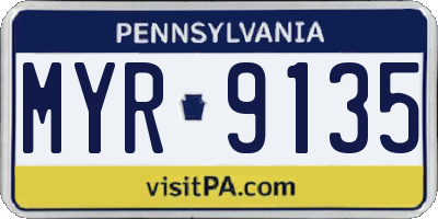 PA license plate MYR9135