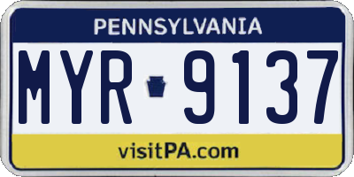 PA license plate MYR9137