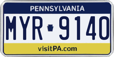 PA license plate MYR9140