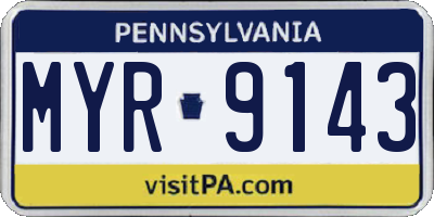 PA license plate MYR9143