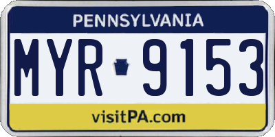 PA license plate MYR9153