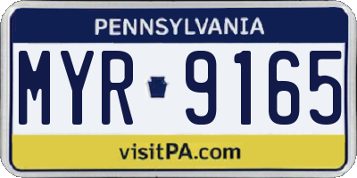 PA license plate MYR9165