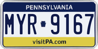 PA license plate MYR9167