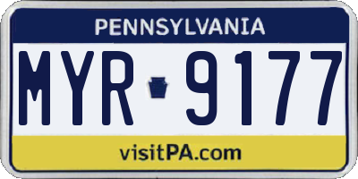 PA license plate MYR9177