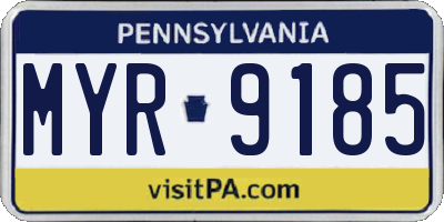PA license plate MYR9185