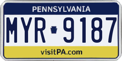 PA license plate MYR9187