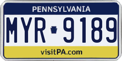 PA license plate MYR9189