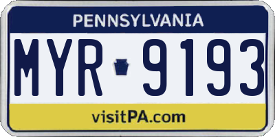 PA license plate MYR9193